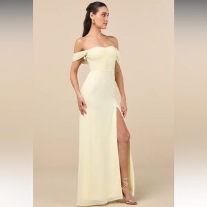 NWT- Magical Magnetism Pale Yellow Off-the-Shoulder Dress